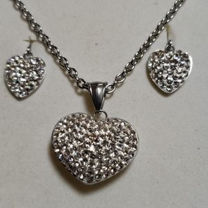 Heart Pendant & Earring Set